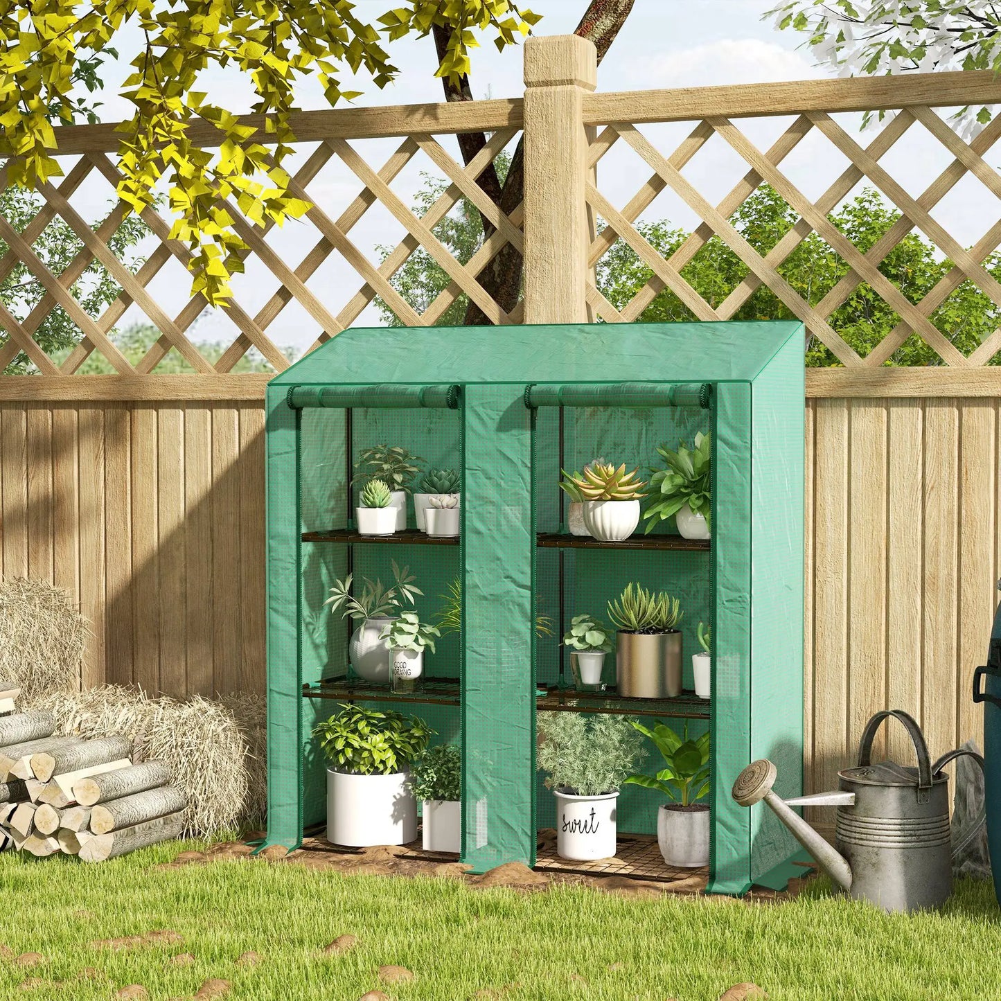 Portable Mini Greenhouse, 3 Tier Shelves, Reinforced PE Cover, 56.3" x 18.1" x 59.4" Greenhouses at Gallery Canada