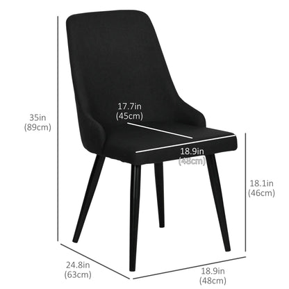 Modern Dining Chair Set of 2, Fabric Upholstered, Metal Legs, Black Bar Stools at Gallery Canada