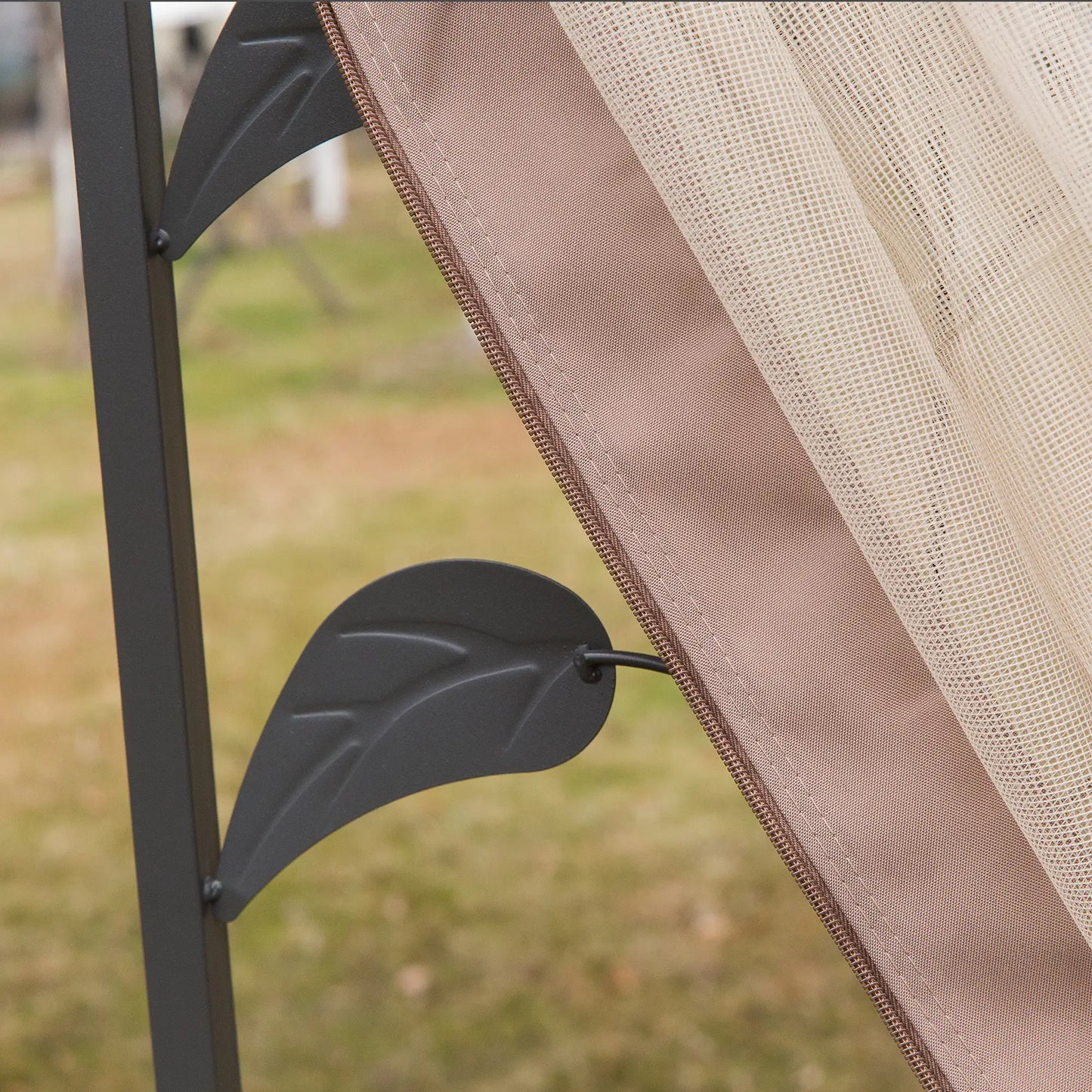10'x10' Steel Patio Gazebo, Soft-Top, 2-Tier Roof, Brown Gazebos at Gallery Canada
