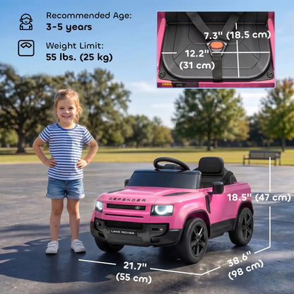 Voiture électrique Land Rover sous licence 12V, rose