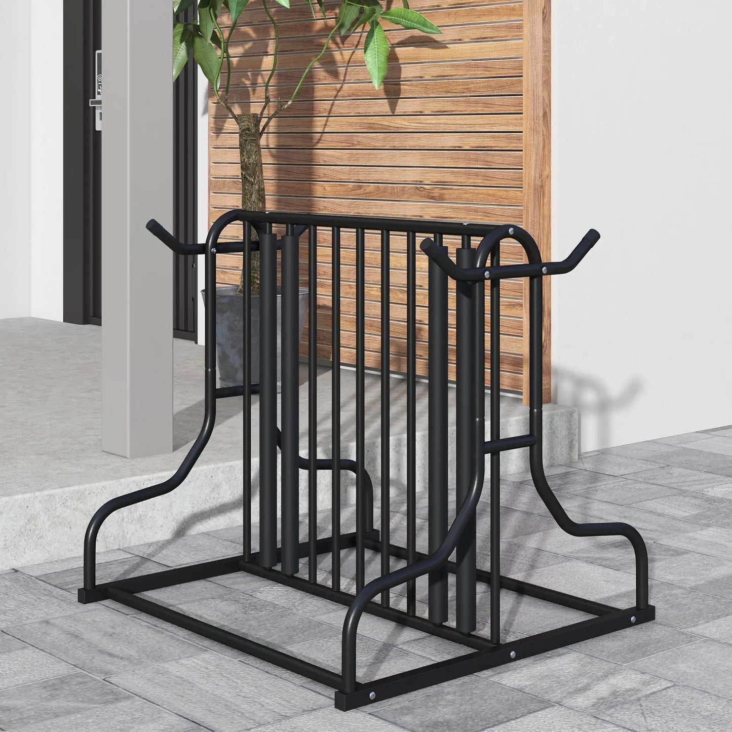 Steel Bike Rack, 35", 4-Bike Capacity, Dual-Side, for Garages Streets Bike Parking Stands at Gallery Canada