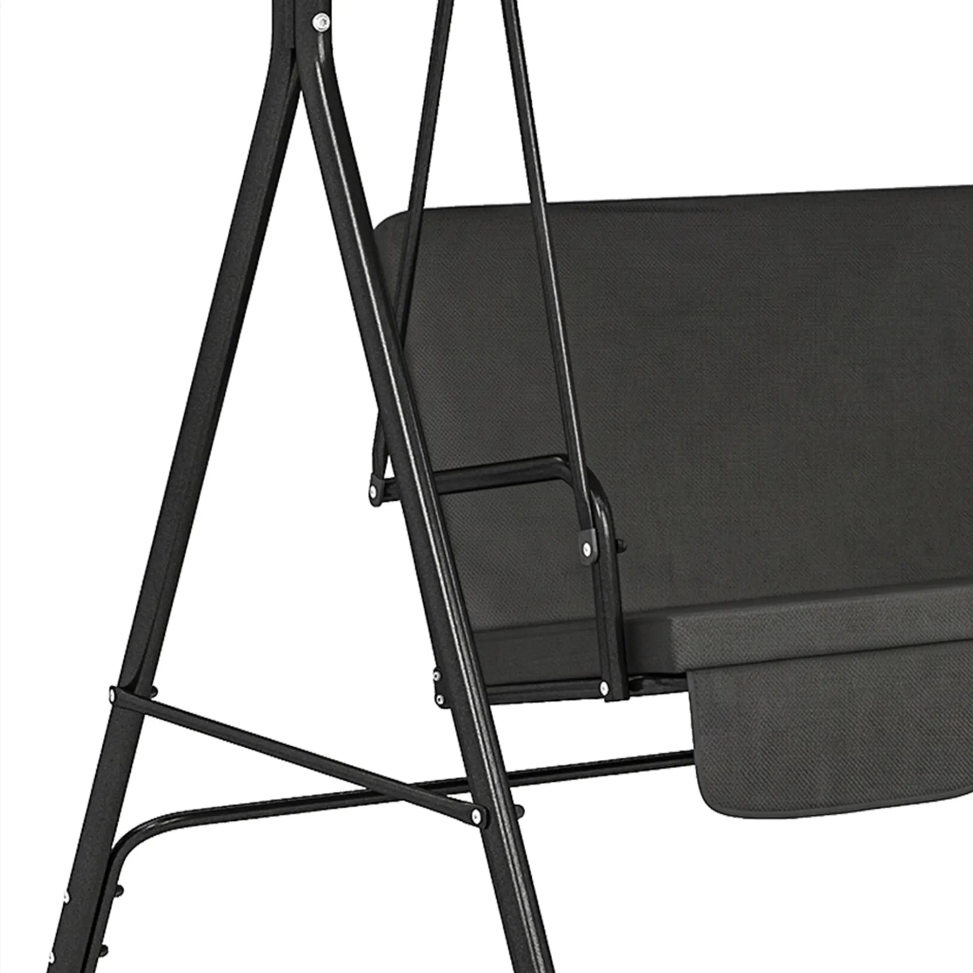 3-Seater Outdoor Porch Swing With Canopy, Black Patio Swings with Stand at Gallery Canada