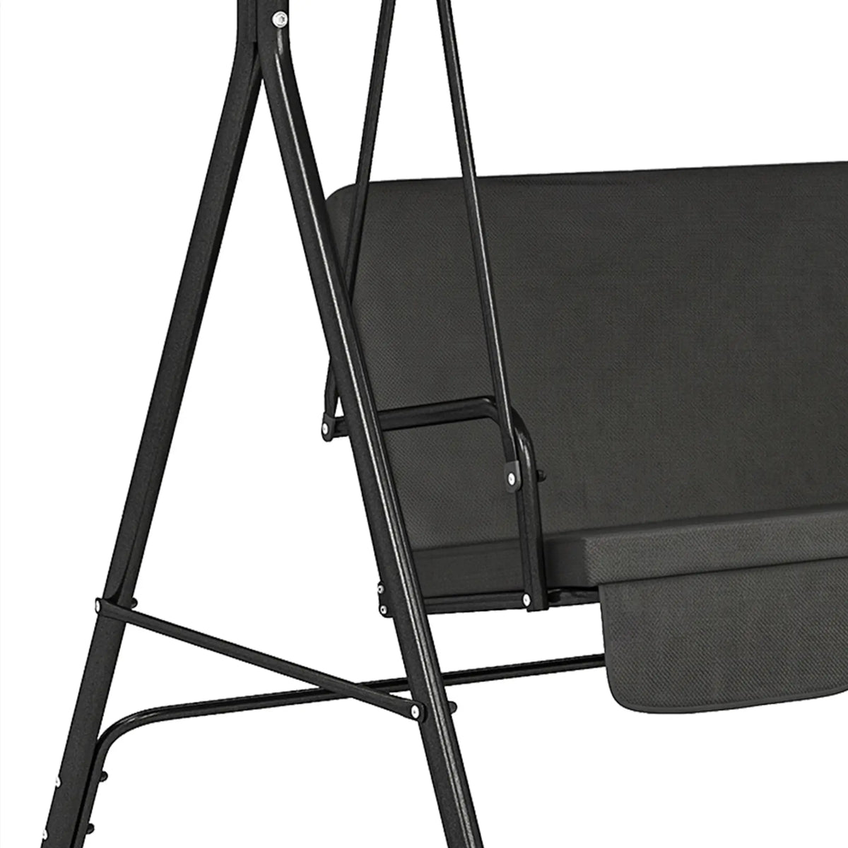 3-Seater Outdoor Porch Swing With Canopy, Black Patio Swings with Stand at Gallery Canada