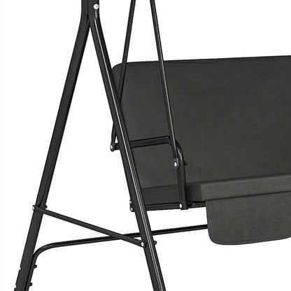 3-Seater Outdoor Porch Swing With Canopy, Black Patio Swings with Stand at Gallery Canada