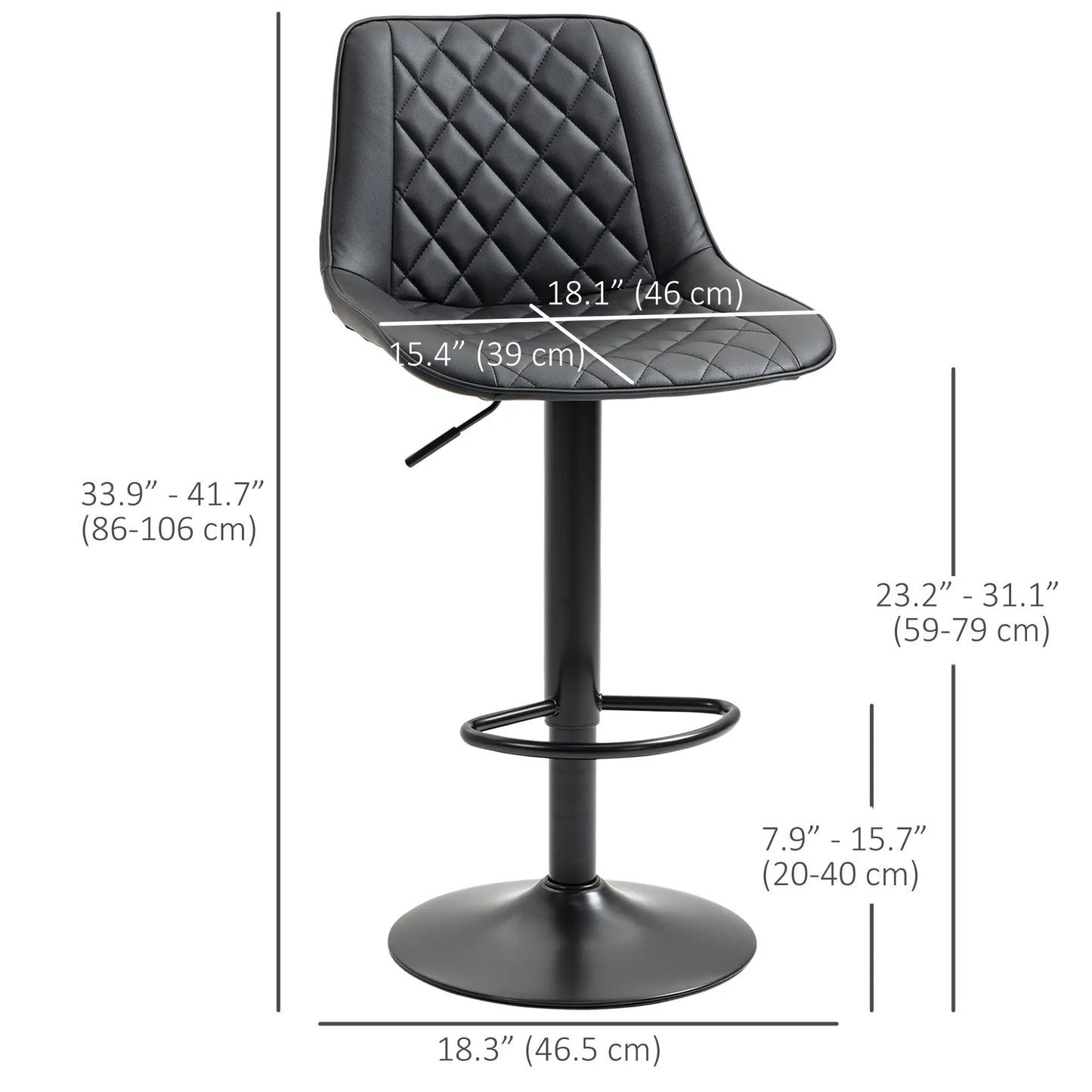 Swivel Counter Height Barstools, Set of 2, Adjustable Height, Black Bar Stools at Gallery Canada