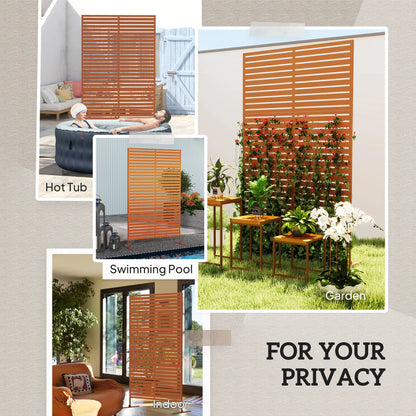 Decorative Outdoor Privacy Panel, Freestanding Metal Divider, Brown Side Awnings at Gallery Canada