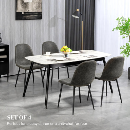 Retro Dining Chairs Set of 4, PU Leather Upholstered, Kitchen Living Room Bar Stools at Gallery Canada