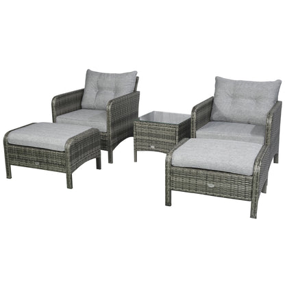 5-Piece Wicker Patio Sofa Set, Thick Padded Cushions, Light Grey Patio Furniture Sets Mixed Grey, Light Grey at Gallery Canada