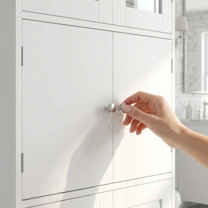 Freestanding Bathroom Cabinet, Glass Louvred Doors, Tall for Kitchen, Study Bathroom Cabinets at Gallery Canada