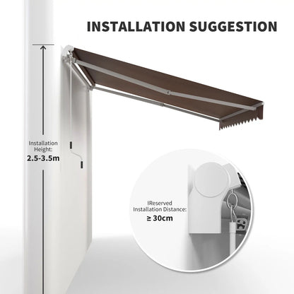 12' x 8' Retractable Patio Awning, Manual Crank Handle, UV Water-Resistant Patio Awnings at Gallery Canada