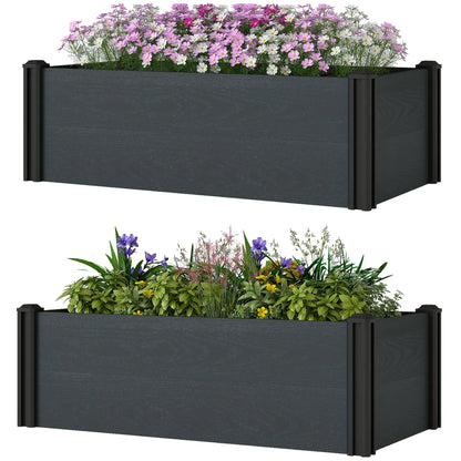 Vinyl Raised Garden Bed Kit, 2 Elevated Boxes, Open Bottom, Screwless Planter Wooden Planter Boxes Grey Wood Effect at Gallery Canada