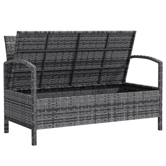 33 Gallon Outdoor Storage Bench, Wicker Deck Box Patio Seat, Grey Outdoor Benches Grey at Gallery Canada