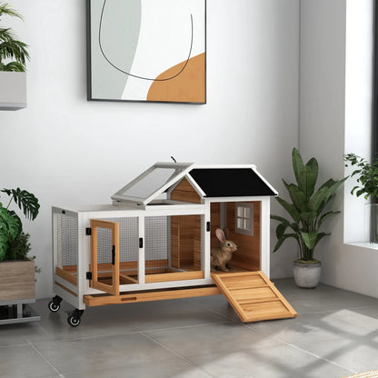 Rabbit Cage With Wheels, Ramp, Run, Tray, Indoor Outdoor, Yellow Rabbit Hutch at Gallery Canada