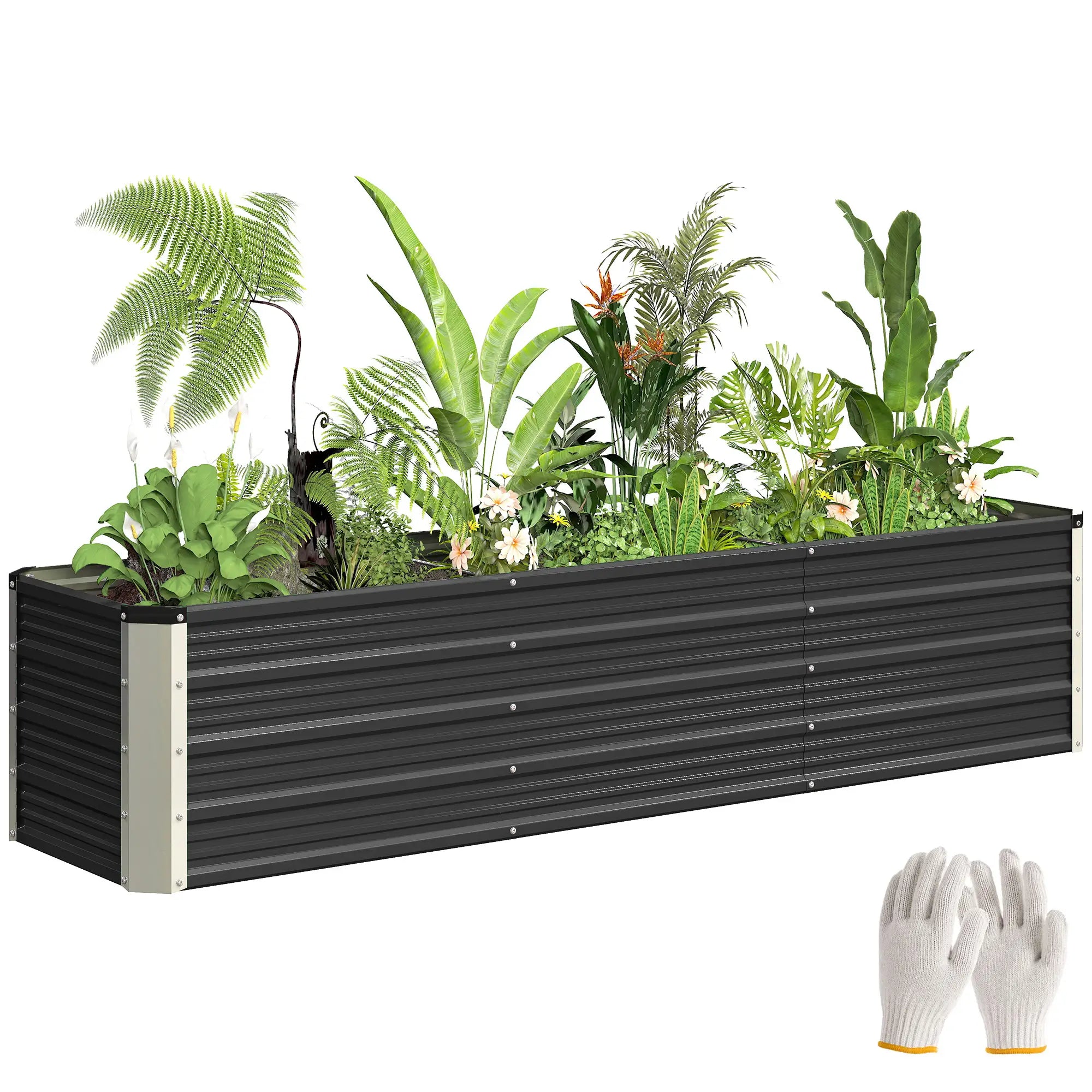6' x 1.5' x 1.3' Galvanized Raised Garden Bed, Elevated Metal Planter Box, Dark Grey Raised Garden Beds at Gallery Canada