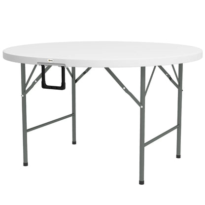 48" Folding Patio Table, Outdoor HDPE Picnic Table, White Patio Side Tables Grey, White at Gallery Canada