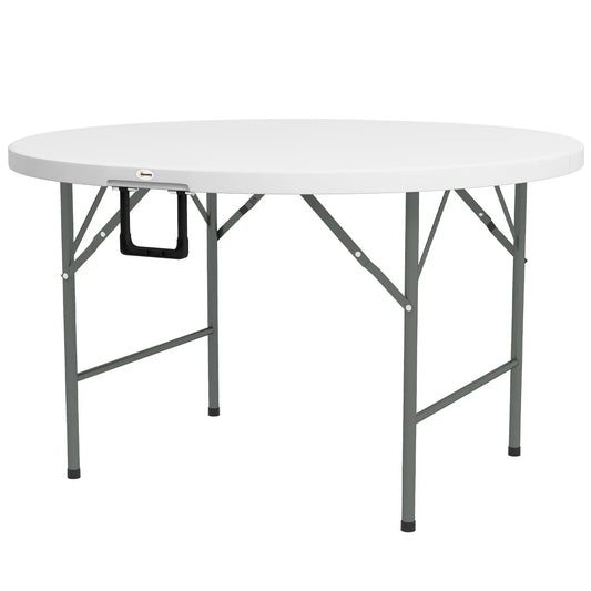 48" Folding Patio Table, Outdoor HDPE Picnic Table, White Patio Side Tables Grey, White at Gallery Canada