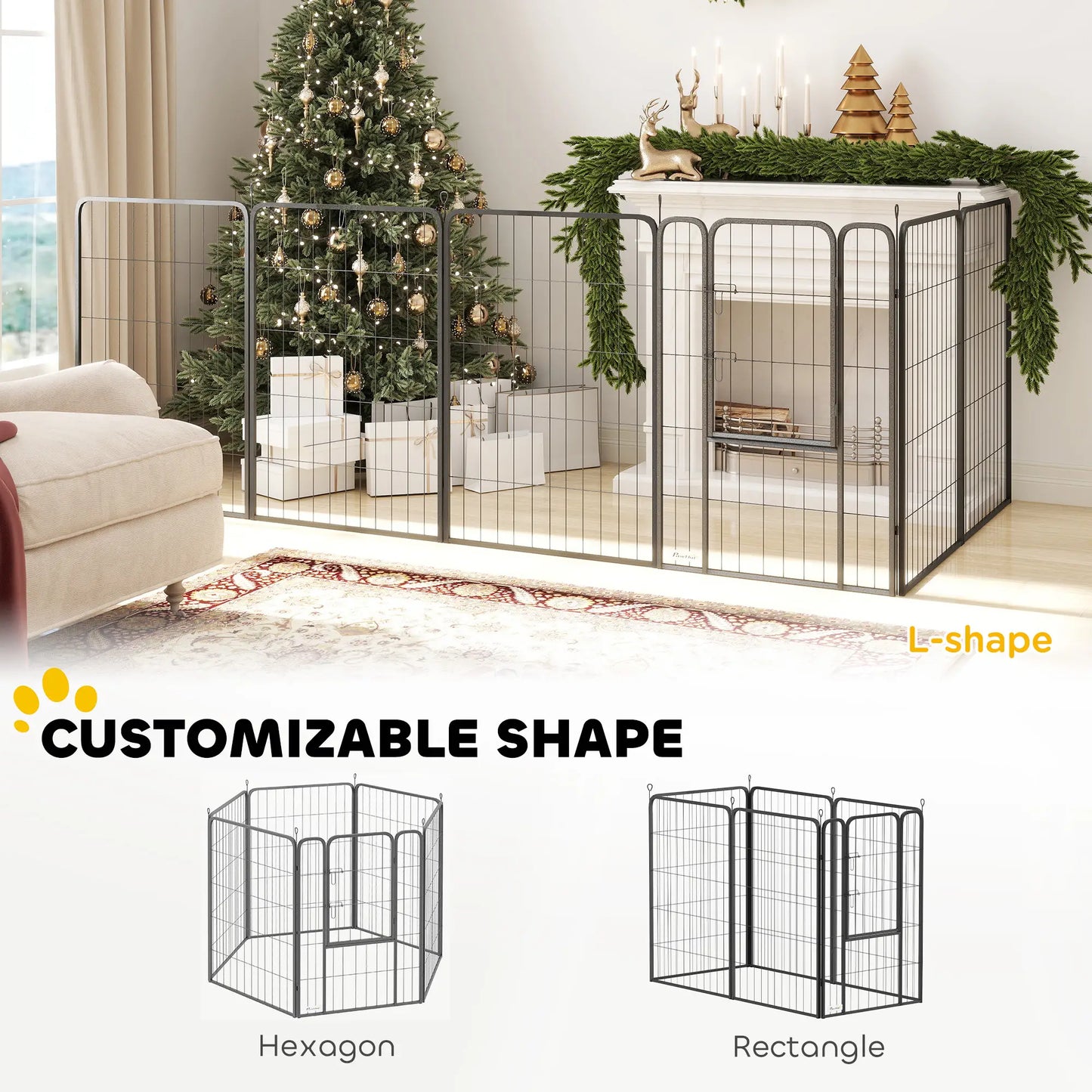 6 Panels Heavy Duty Dog Playpen, 39" Height, Portable Foldable Houses, Kennels & Pens at Gallery Canada
