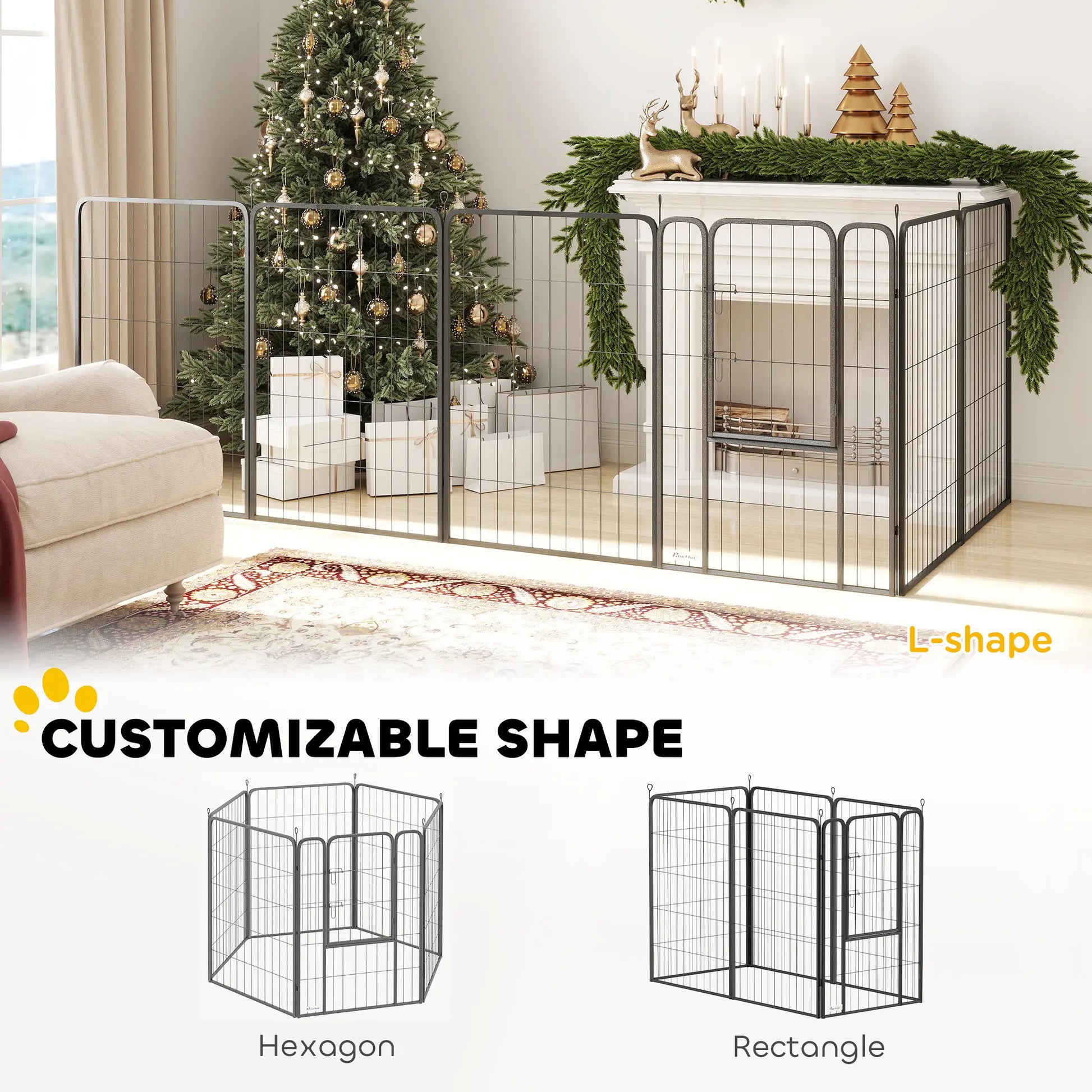 6 Panels Heavy Duty Dog Playpen, 39" Height, Portable Foldable Houses, Kennels & Pens at Gallery Canada