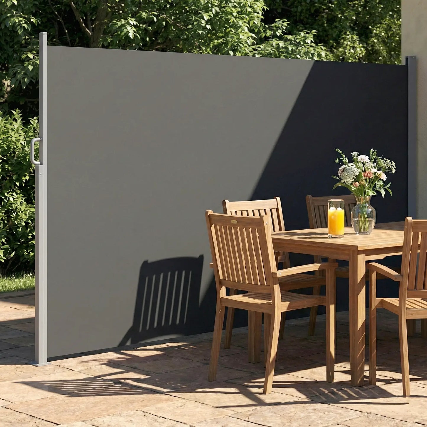 Retractable Side Awning, 165" x 73", Water-Resistant, UV 50+, Dark Grey Side Awnings at Gallery Canada