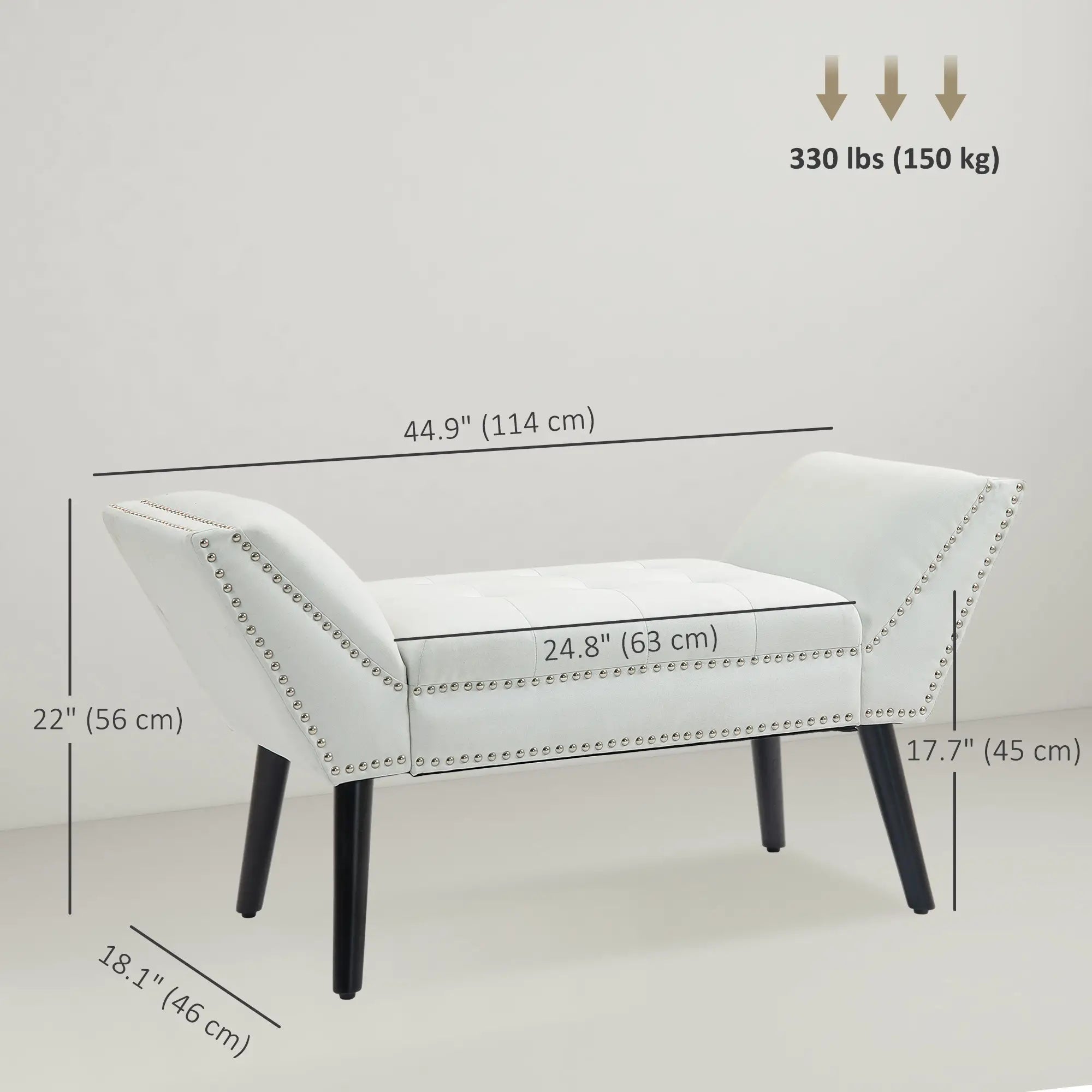 Modern Upholstered Bench, End of Bed Bench for Bedroom, Hallway Bench with Arms and Nailhead Trim Storage Ottomans & Benches at Gallery Canada