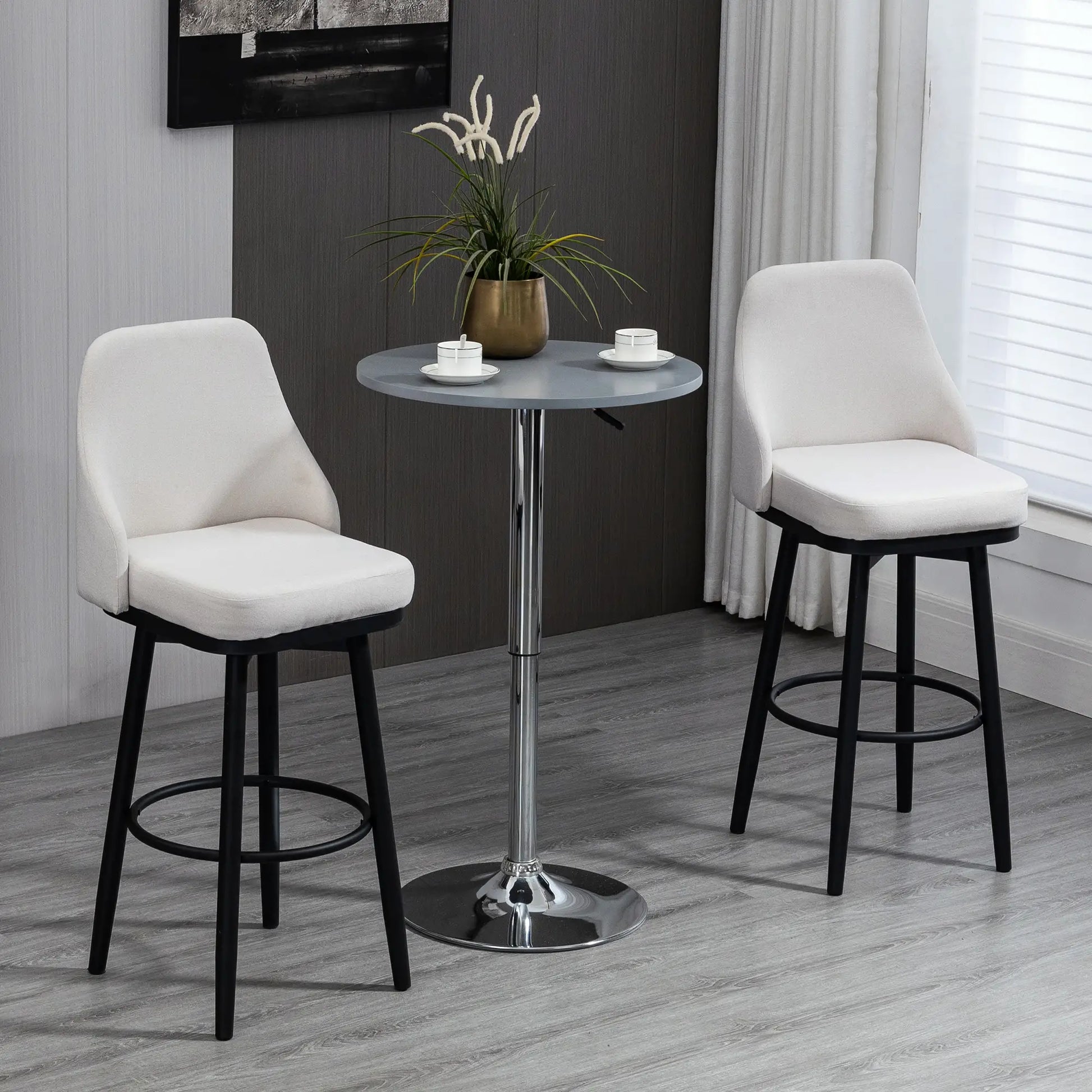 Extra Tall Bar Stools Set of 2, 360° Swivel, Cream White Bar Stools at Gallery Canada