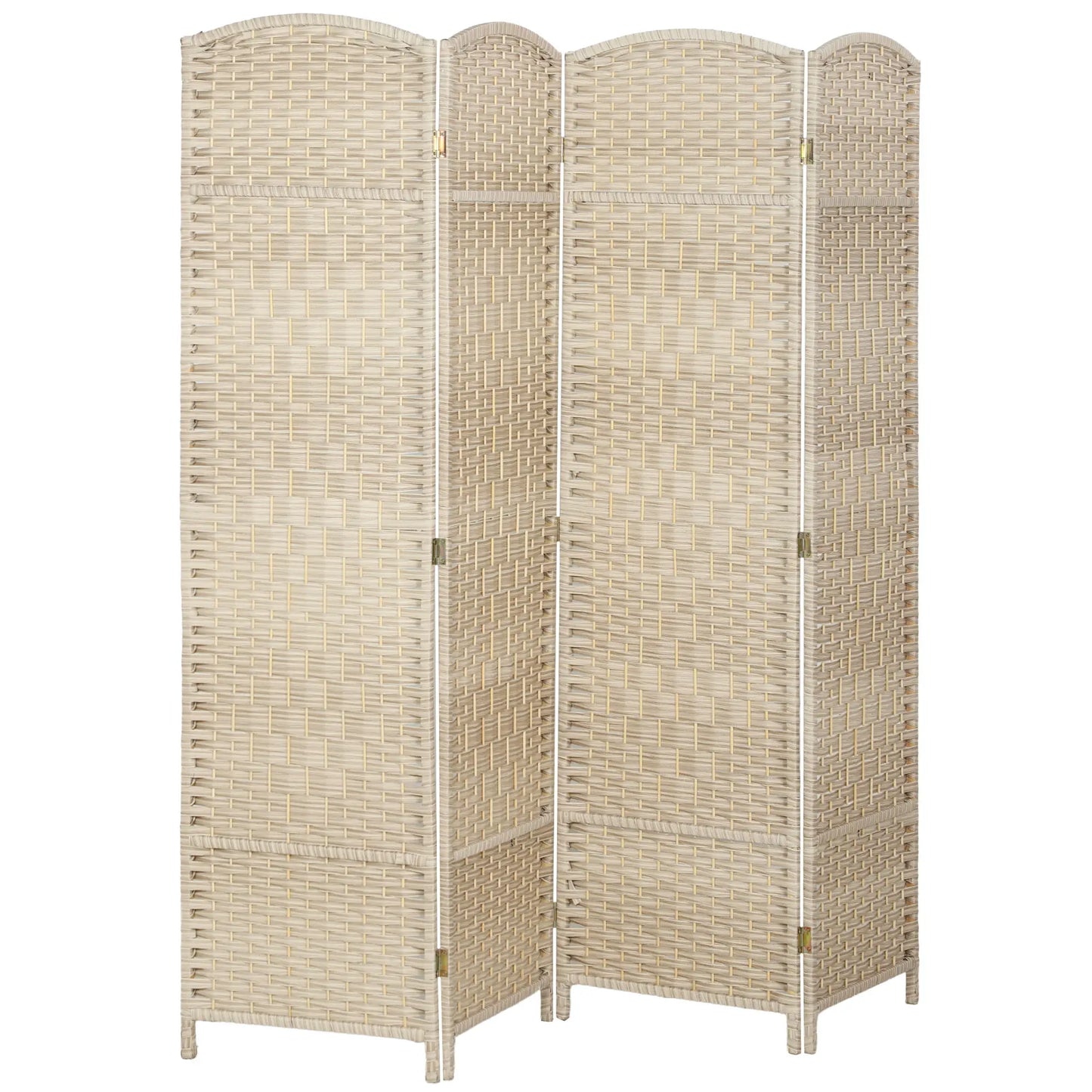 6 Ft Tall Folding Room Divider, 4 Panel Privacy Screen, Light Oak