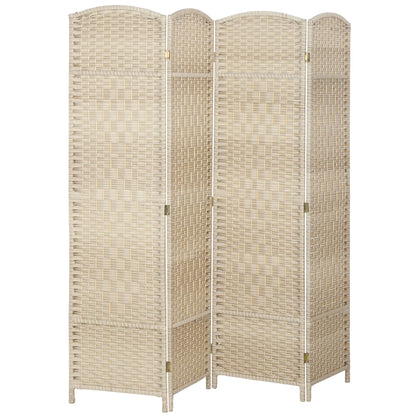 6 Ft Tall Folding Room Divider, 4 Panel Privacy Screen, Light Oak
