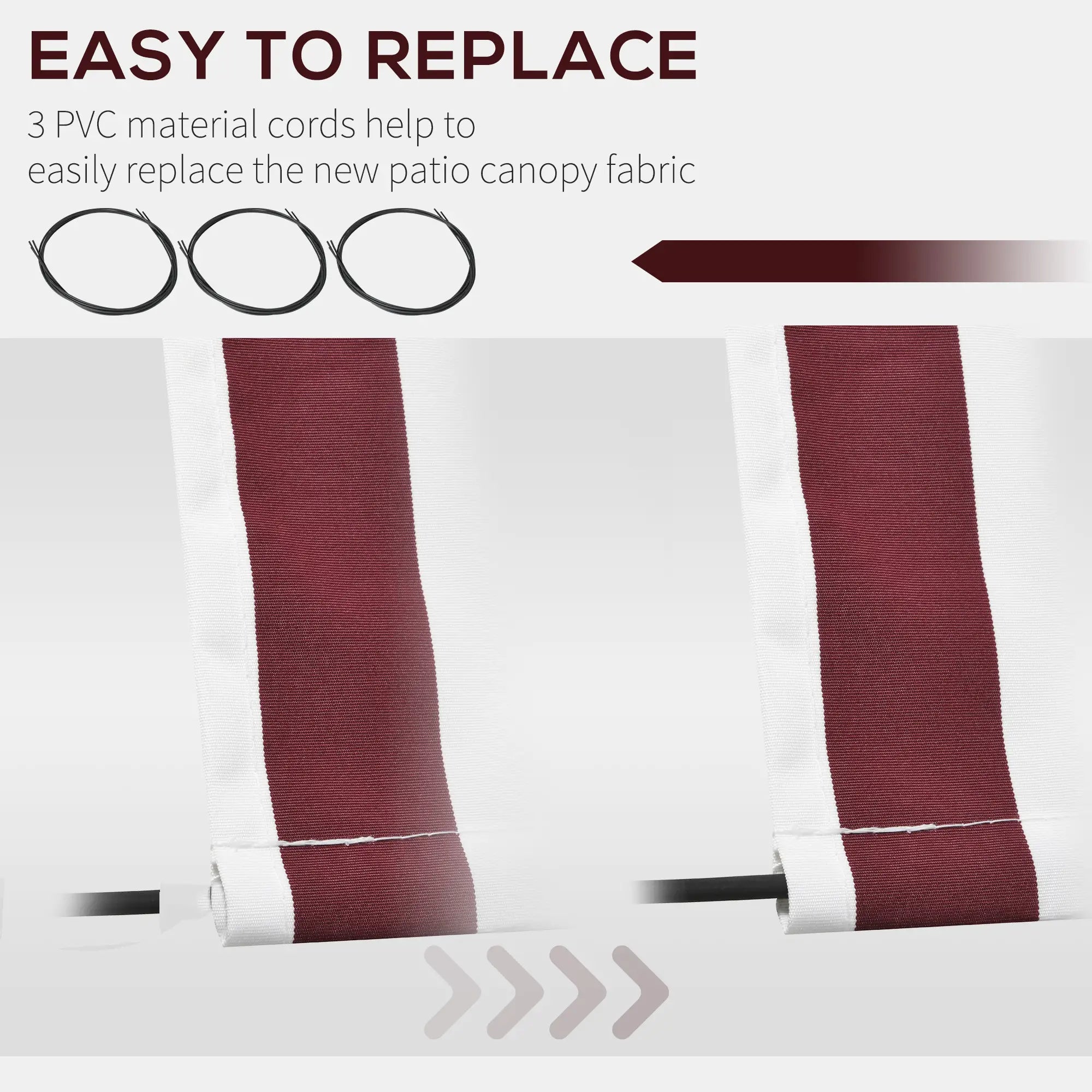 11' x 10' Retractable Awning Fabric, UV Protection, Red & White Awning Fabric Replacement at Gallery Canada