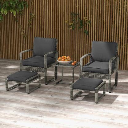 5-Piece Patio Furniture Set, Armchair, Stool, Table, Cushions, Outdoor Wicker Sofa Patio Furniture Sets at Gallery Canada
