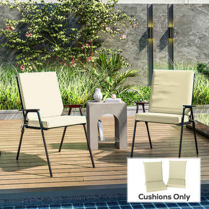 Outdoor Cushions Set of 2, Dining Chair Seat with Back, Fade-Resistant, Beige Patio Chair Cushions at Gallery Canada