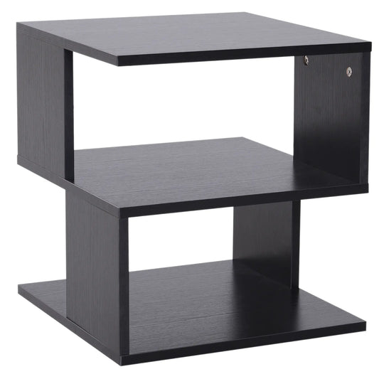Modern Square 3 Tier Wood Coffee Table, Small Desk, Black Side Tables Black at Gallery Canada