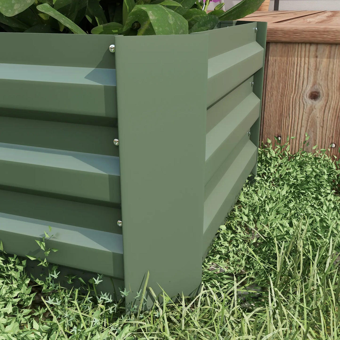 Steel Raised Garden Bed Set, 39"x20"x12", Green Galvanized Planter Boxes at Gallery Canada