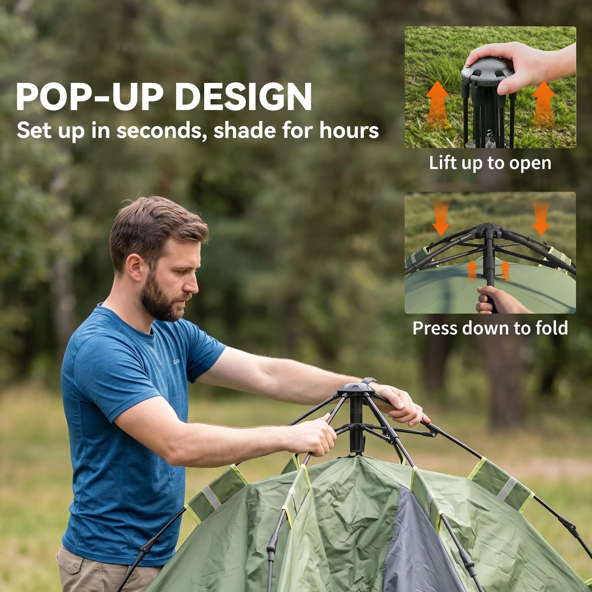 3 Person Camping Tent, 1000mm Waterproof, Dark Green Camping Tents at Gallery Canada