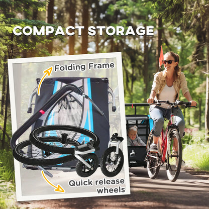 3-In-1 Bike Trailer, 2 Seats, 5-Point Harness, Storage, Blue Kids Bike Trailers at Gallery Canada