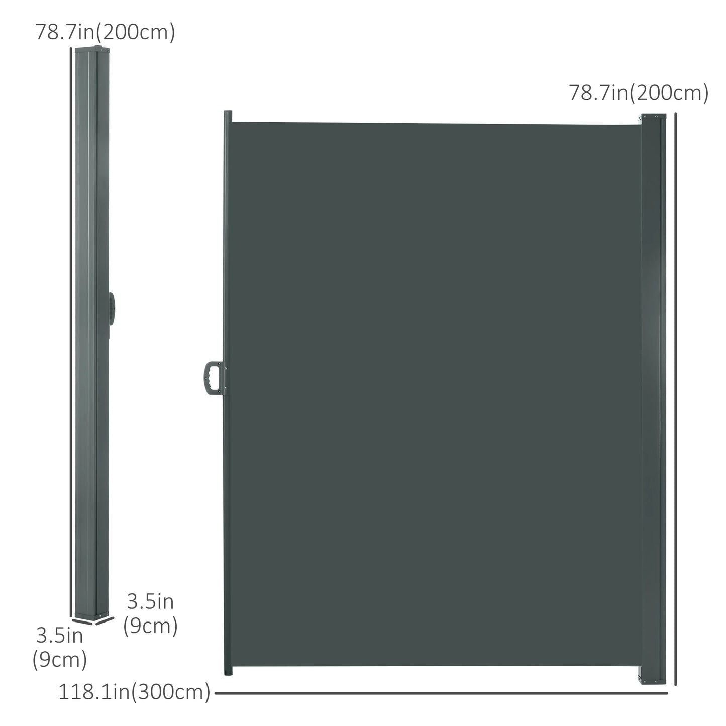 118" x 79" Retractable Patio Awning, Outdoor Privacy Screen, UV Wind Resistant, Grey Side Awnings at Gallery Canada