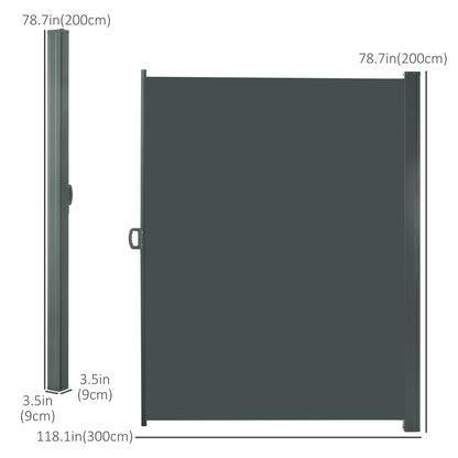 118" x 79" Retractable Patio Awning, Outdoor Privacy Screen, UV Wind Resistant, Grey Side Awnings at Gallery Canada
