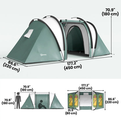 Camping Tent, 2 Bedrooms, Living Area, 3000mm Waterproof, Army Green Camping Tents at Gallery Canada