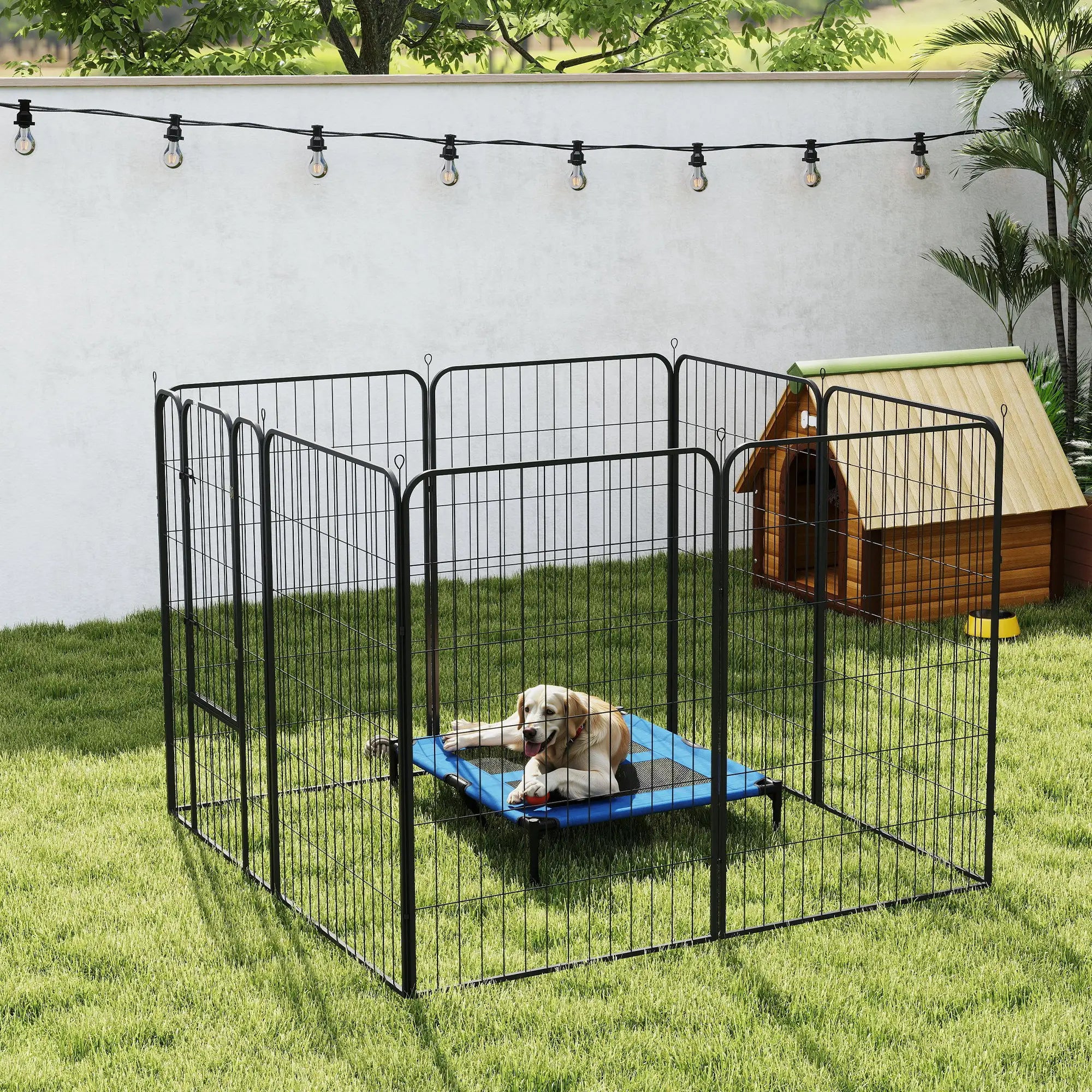 8 Panel Pet Playpen, Heavy Duty Metal, Foldable, Indoor Outdoor, 47