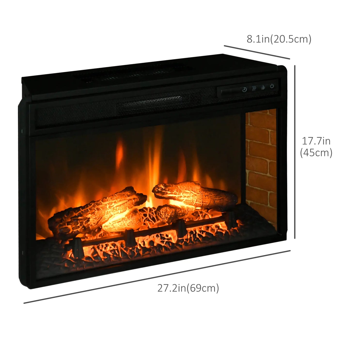 27" Electric Fireplace Insert, Realistic Log Flame, Remote, 1400W, Black Electric Fireplaces at Gallery Canada