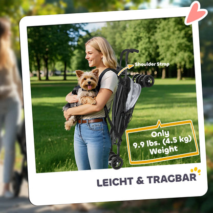 Foldable Dog Stroller, Lightweight, Storage Bag, Cup Holder, Light Grey Dog Bike Trailers & Strollers at Gallery Canada
