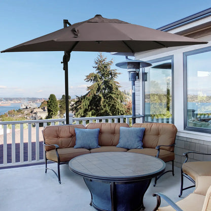 8'x8' Square Patio Hanging Offset Umbrella, Light Brown Offset Cantilever Umbrellas at Gallery Canada