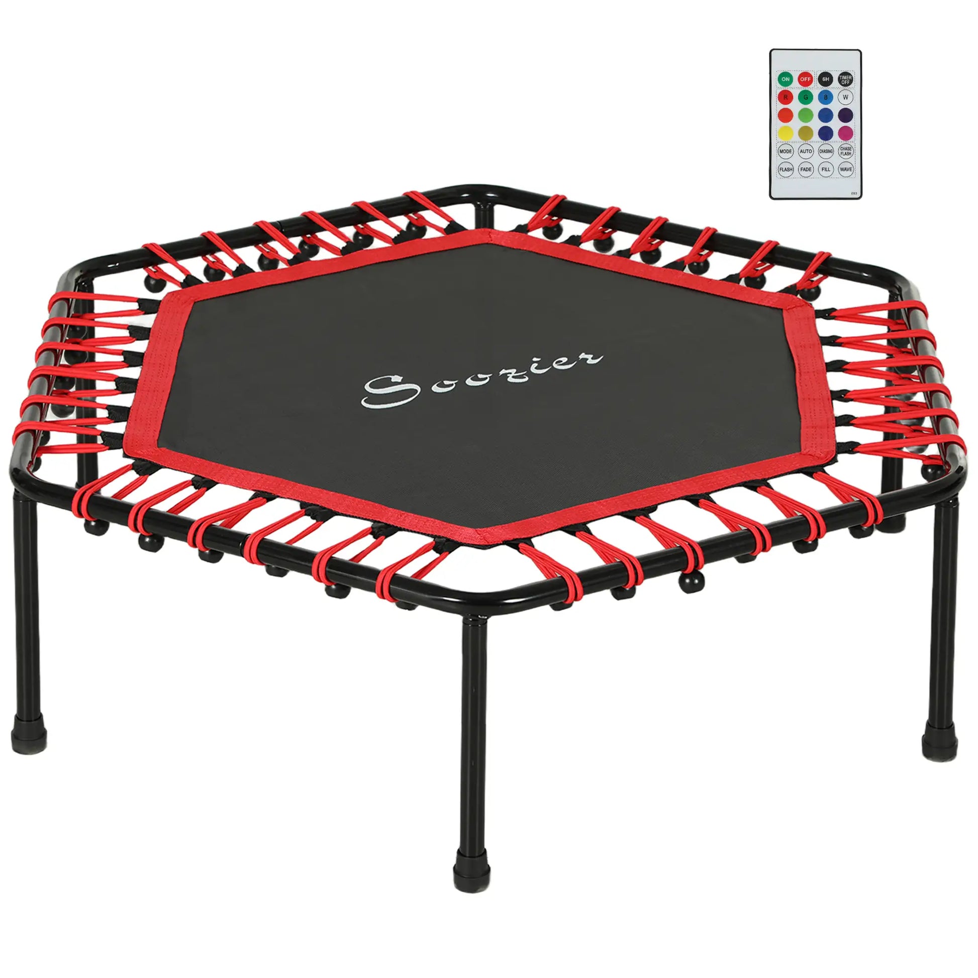 45" Rebounder Trampoline, Quiet Bungee with LED Lights, Red Trampolines at Gallery Canada