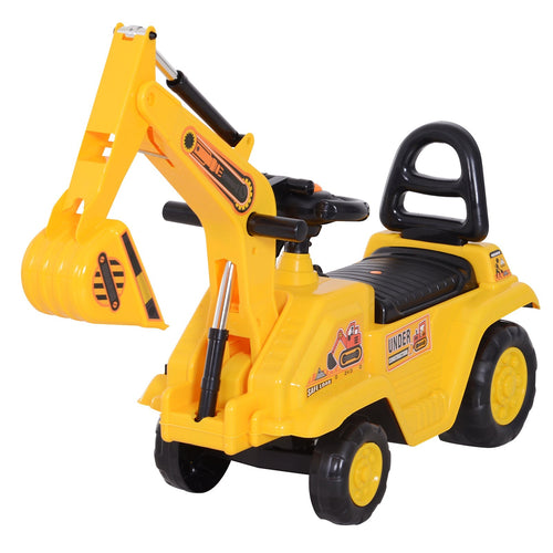 NO POWER 3 in 1 Ride On Toy Excavator Digger Scooter Pulling Cart Pretend Play Construction Truck