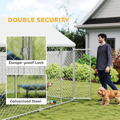 Heavy Duty Galvanized Steel Outdoor Dog Kennel with Waterproof Roof, Safety Lockable Latch System, 9.2' x 7.5' x 7.2' Dog Kennels at Gallery Canada