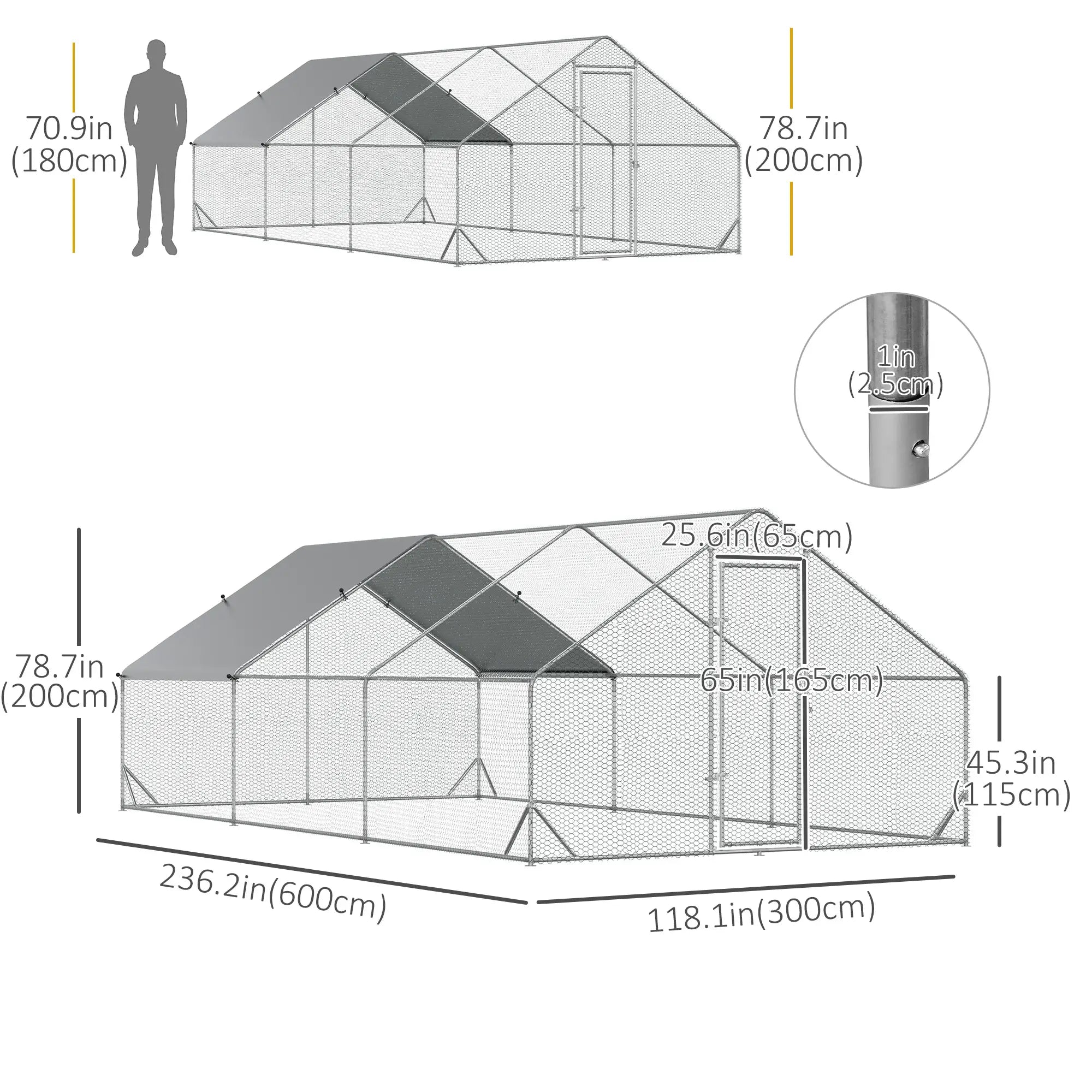9.8' x 19.7' x 6.6' Chicken Coop, Outdoor Hen House With Cover Chicken Coops at Gallery Canada
