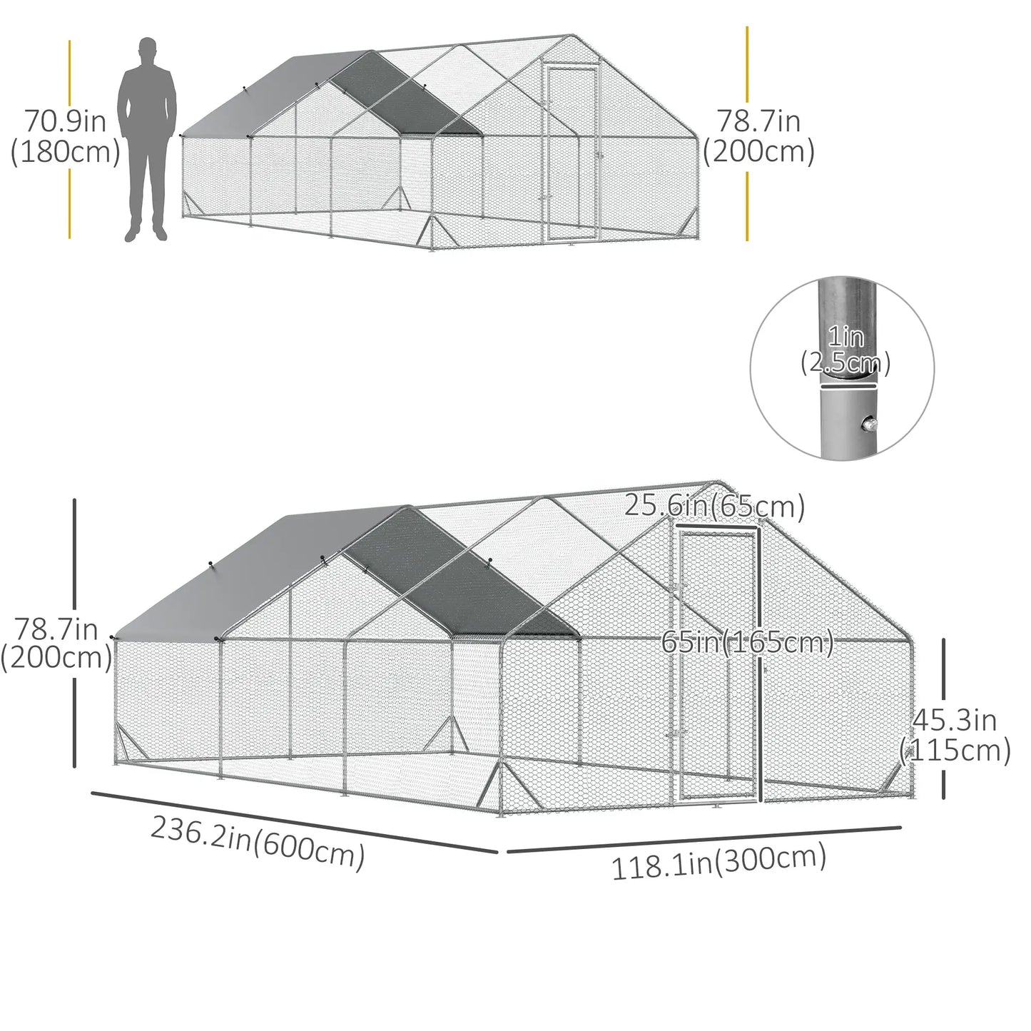 9.8' x 19.7' x 6.6' Chicken Coop, Outdoor Hen House With Cover Chicken Coops at Gallery Canada