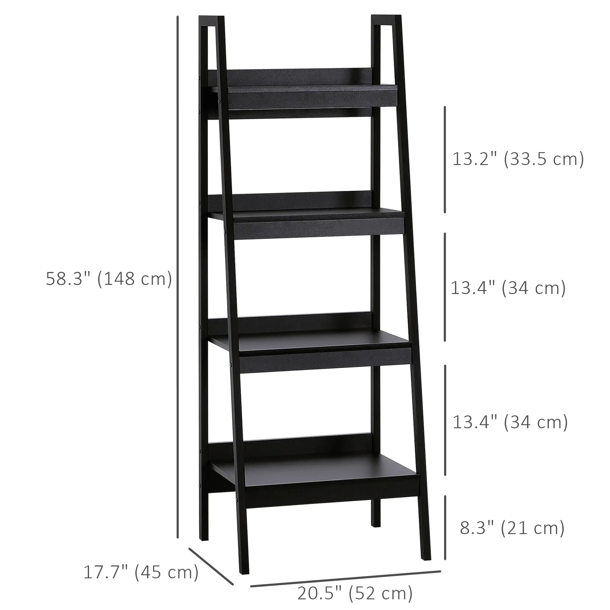 2-Tier Ladder Shelf Bookcase, Multi-Use Display Rack, Black Display Bookshelves at Gallery Canada