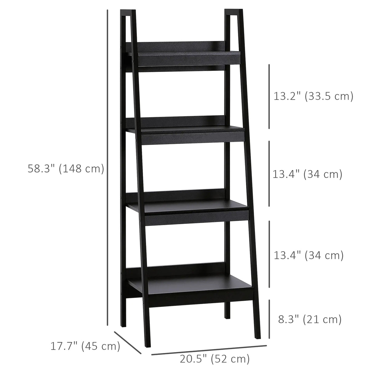 2-Tier Ladder Shelf Bookcase, Multi-Use Display Rack, Black Display Bookshelves at Gallery Canada