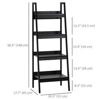 2-Tier Ladder Shelf Bookcase, Multi-Use Display Rack, Black Display Bookshelves at Gallery Canada