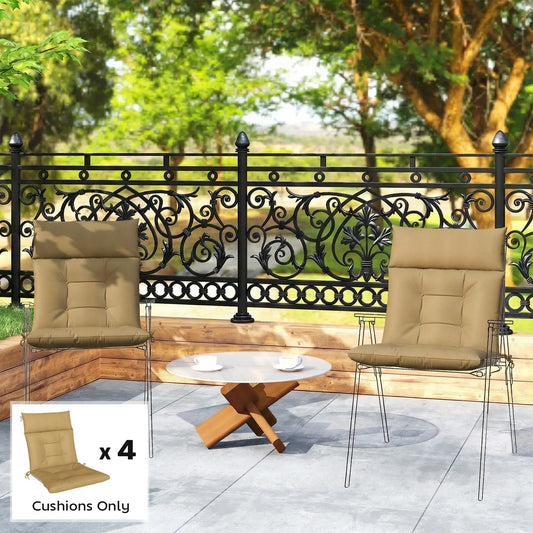Patio Chair Cushions Set Of 4, Waterproof Non-Slip, 44"x21", Khaki Patio Chair Cushions Khaki, Grey at Gallery Canada